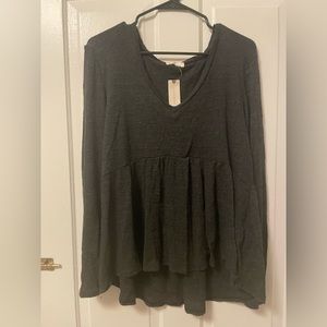 Anthropologie Ribbed Knit Peplum Top